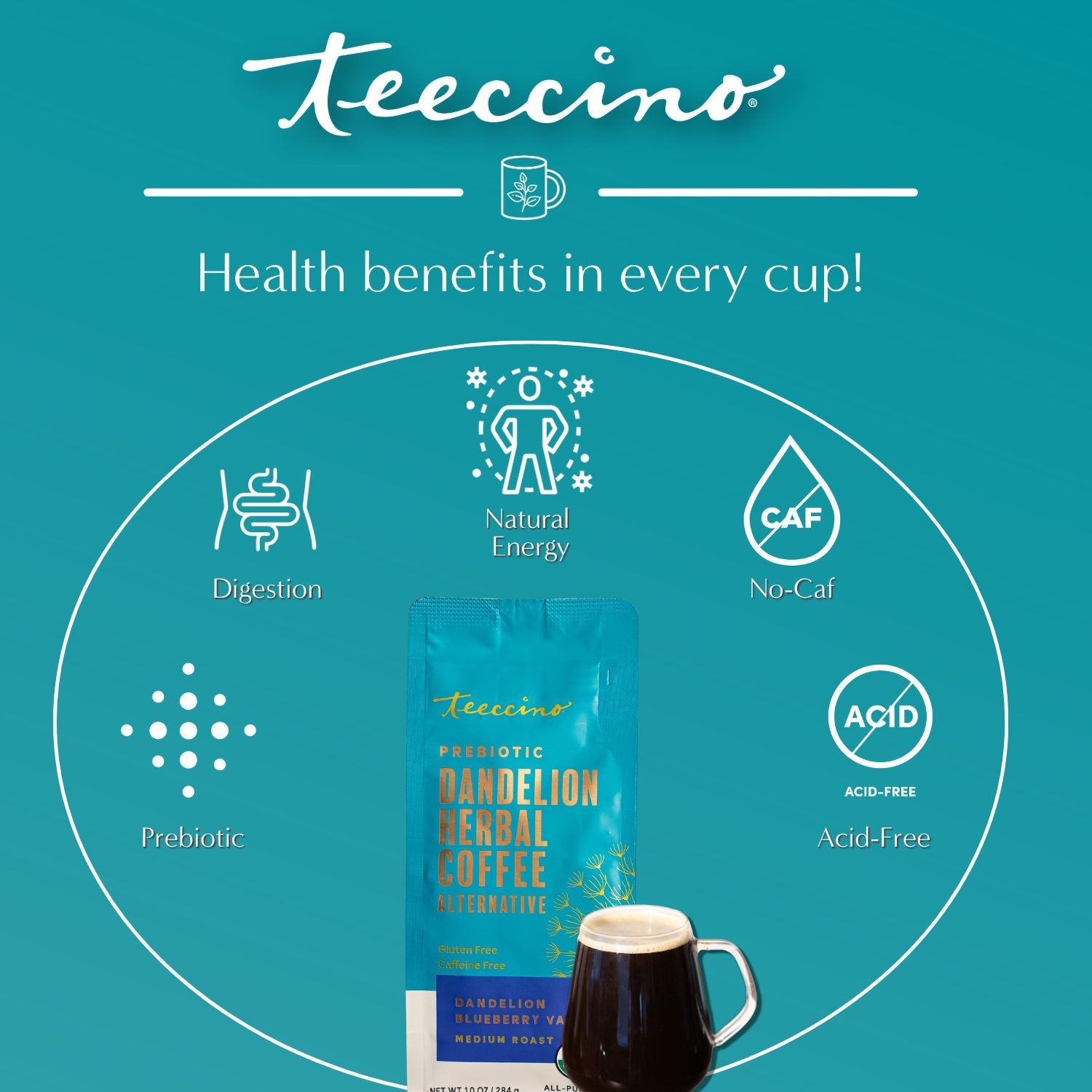 Herbal Coffee | Teeccino | Blueberry Vanilla Chicory Herbal Coffee