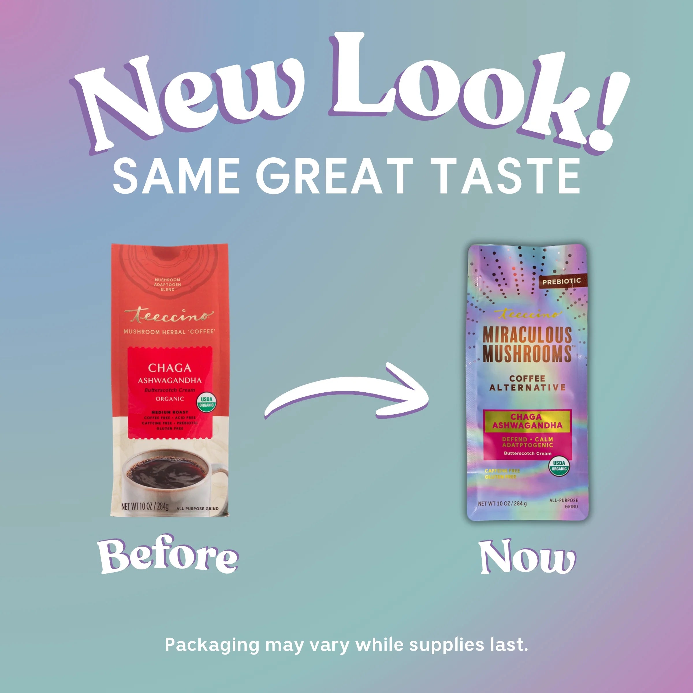 Herbal Coffee | Teeccino | Chaga Ashwagandha Butterscotch Cream Mushroom Herbal Coffee