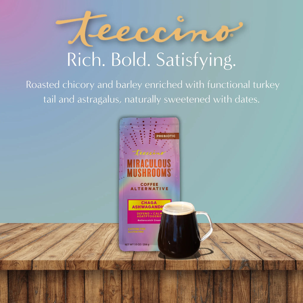 Herbal Coffee | Teeccino | Chaga Ashwagandha Butterscotch Cream Mushroom Herbal Coffee