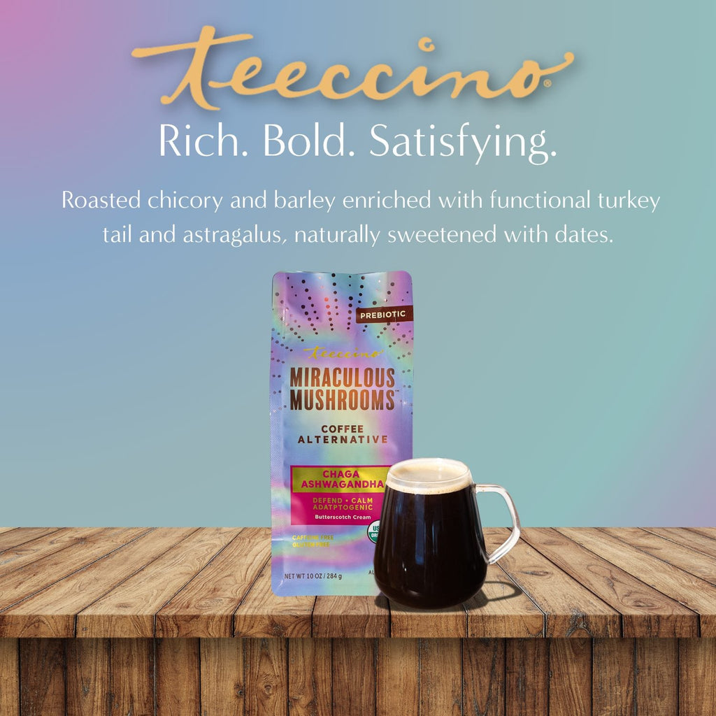 Herbal Coffee | Teeccino | Chaga Ashwagandha Butterscotch Cream Mushroom Herbal Coffee