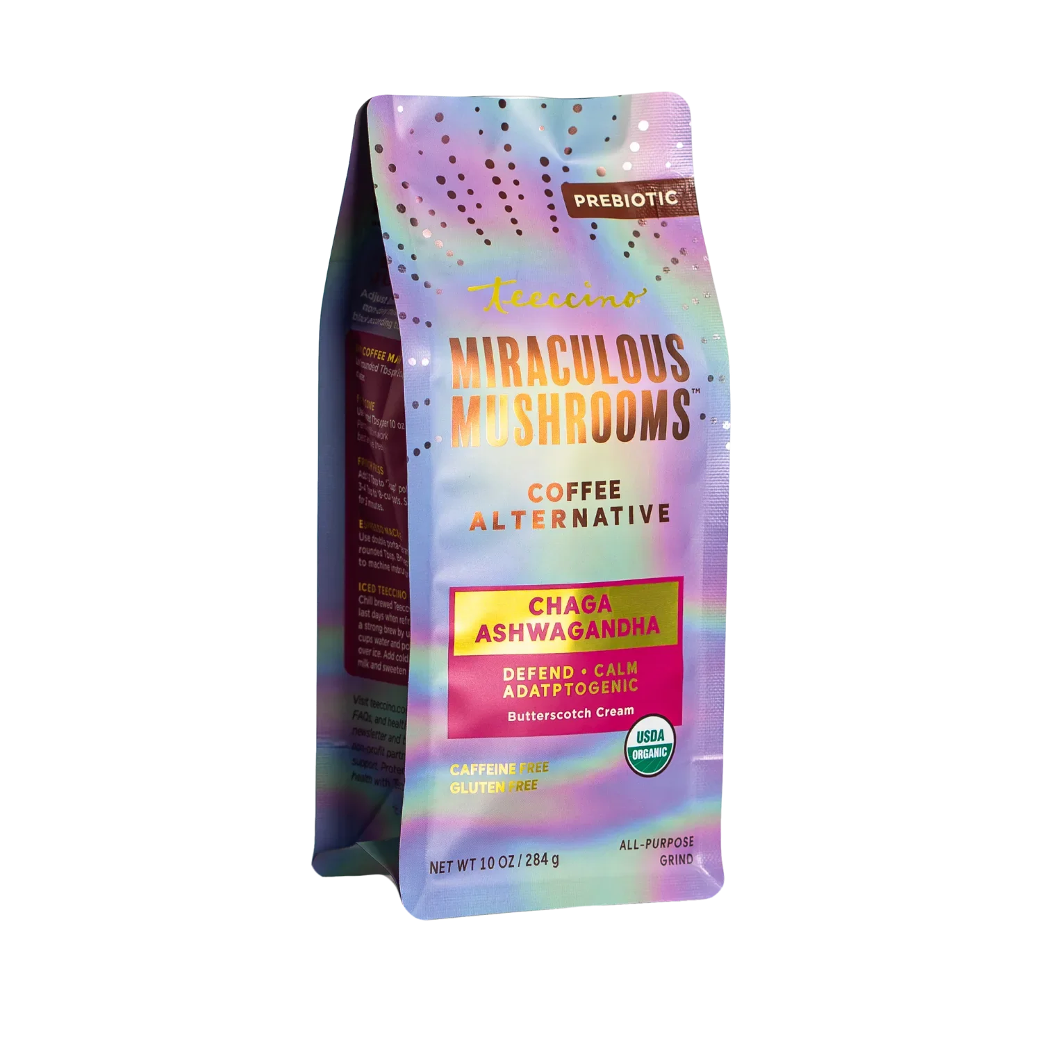 Herbal Coffee | Teeccino | Chaga Ashwagandha Butterscotch Cream Mushroom Herbal Coffee
