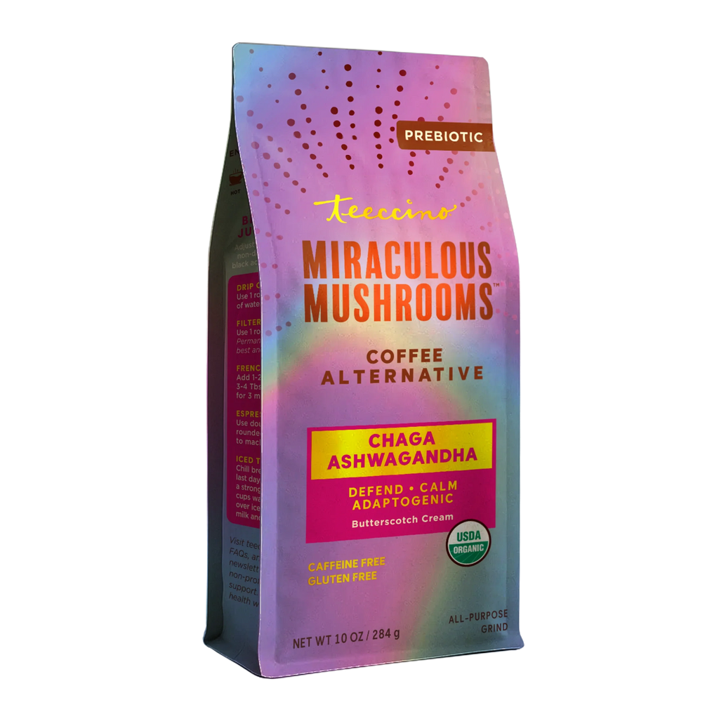 Herbal Coffee | Teeccino | Chaga Ashwagandha Butterscotch Cream Mushroom Herbal Coffee