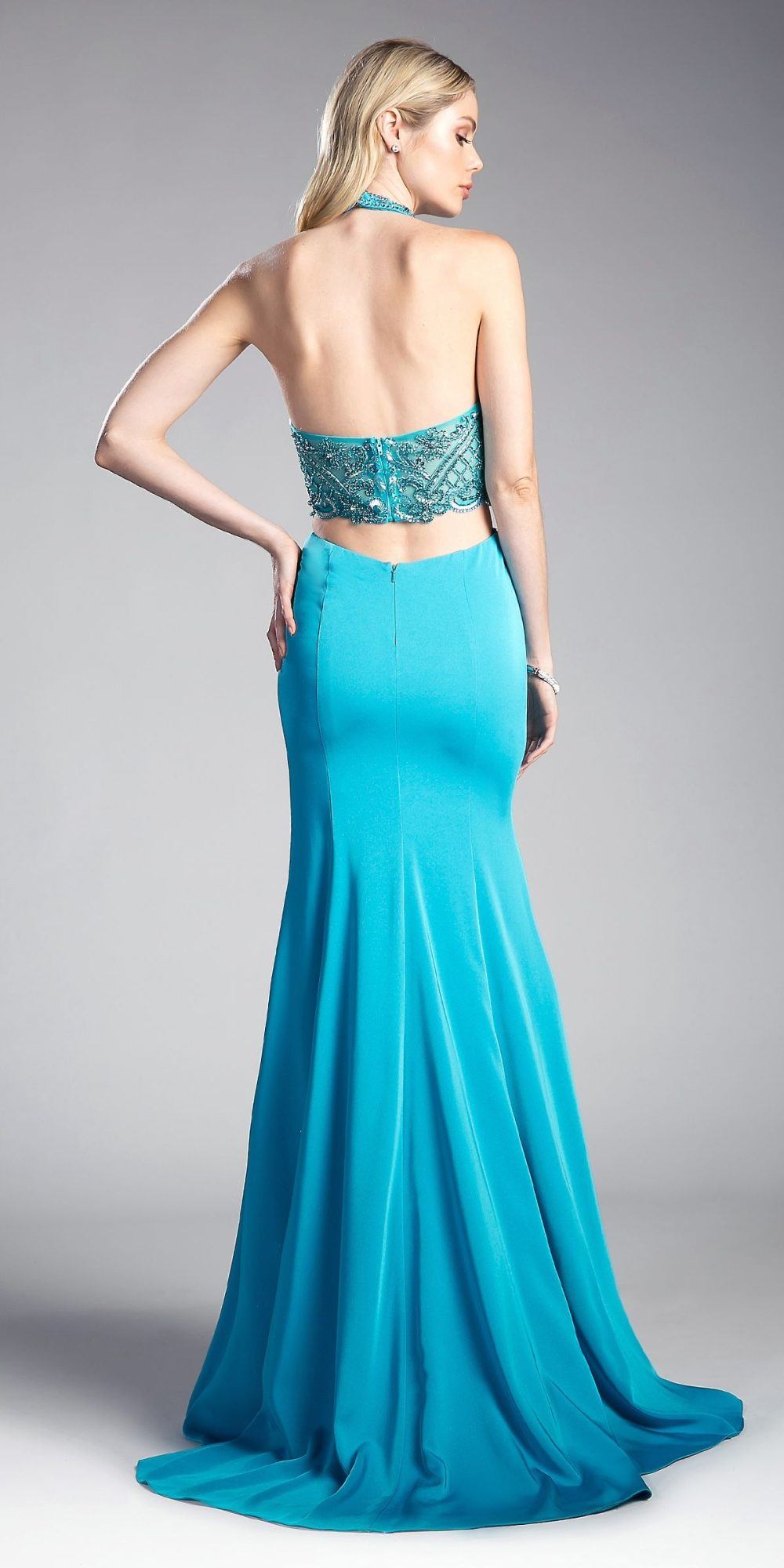 Dress | Cinderella Divine 85201 Keyhole Bodice Long Dress Side
