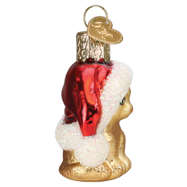 Adorno de gatito de Papá Noel en miniatura