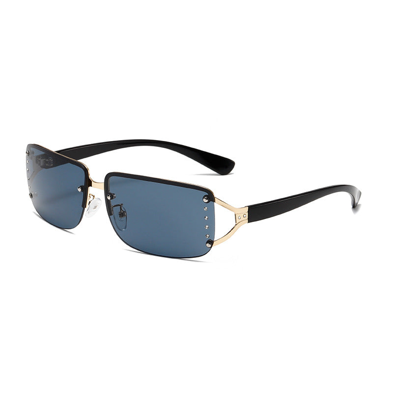 Gafas de sol sin montura con diamantes de estilo urbano punk de tecnología futurista millennial