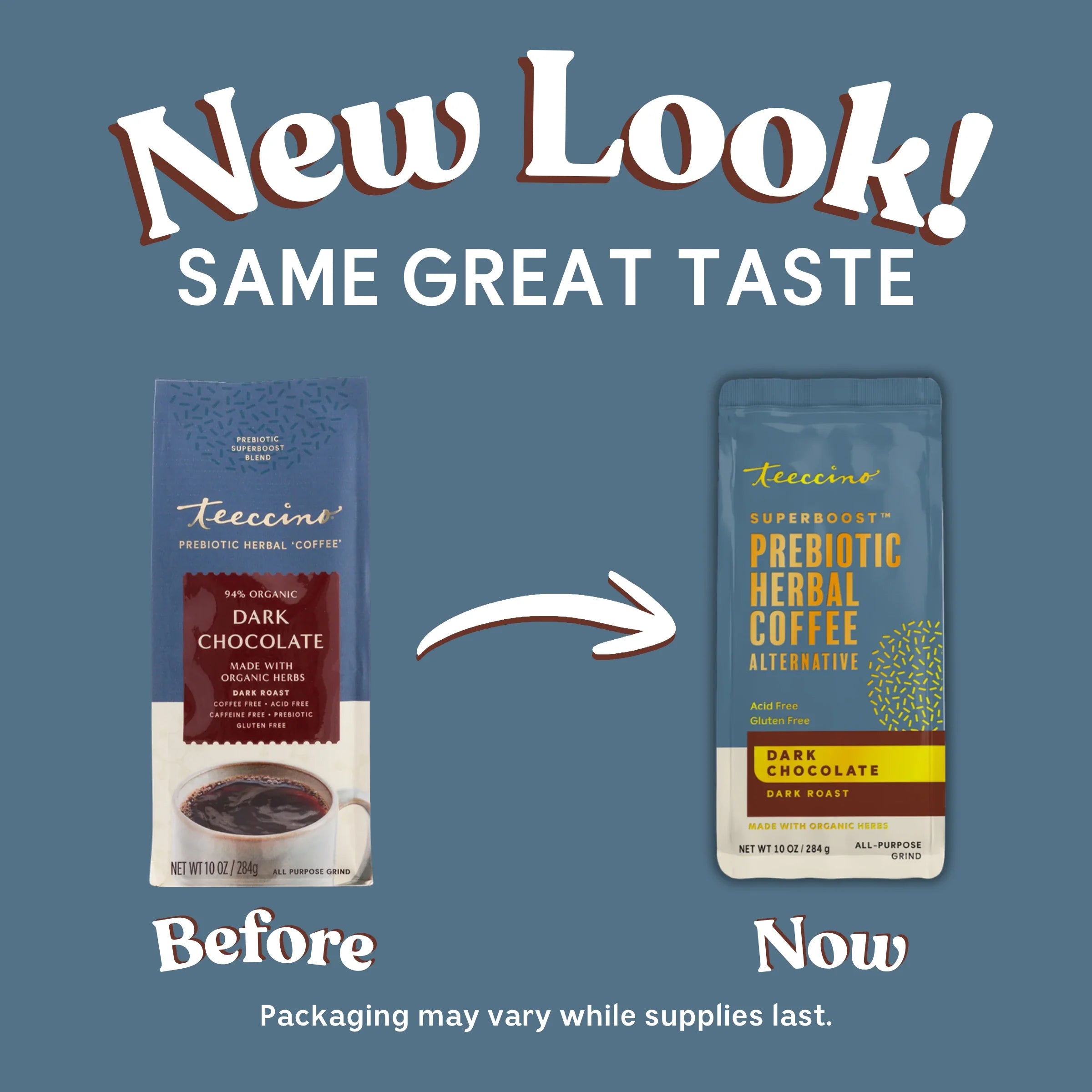 Herbal Coffee | Teeccino | Dark Chocolate Prebiotic Superboost Herbal Coffee