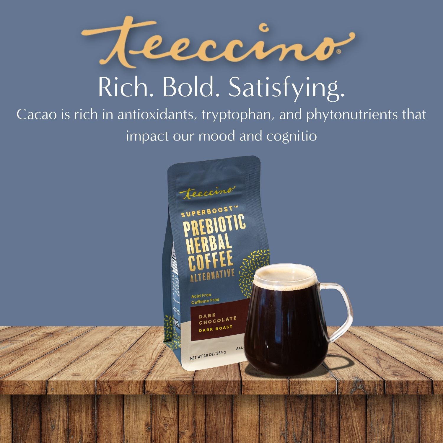 Herbal Coffee | Teeccino | Dark Chocolate Prebiotic Superboost Herbal Coffee