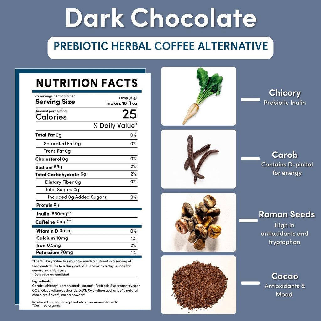 Herbal Coffee | Teeccino | Dark Chocolate Prebiotic Superboost Herbal Coffee