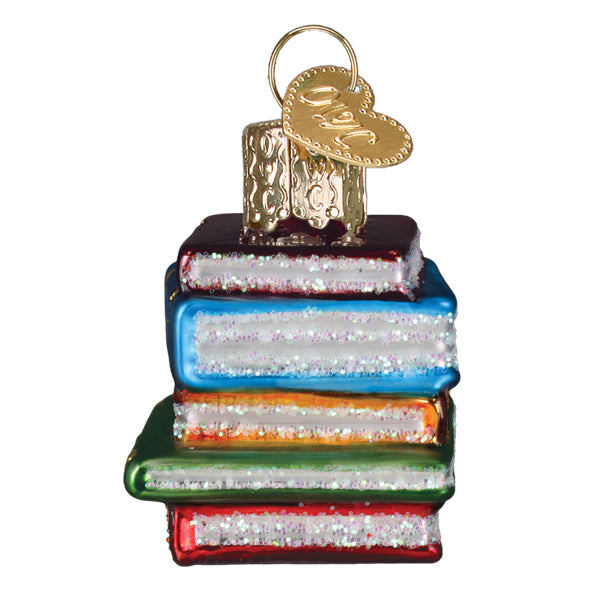 Adorno de minipila de libros