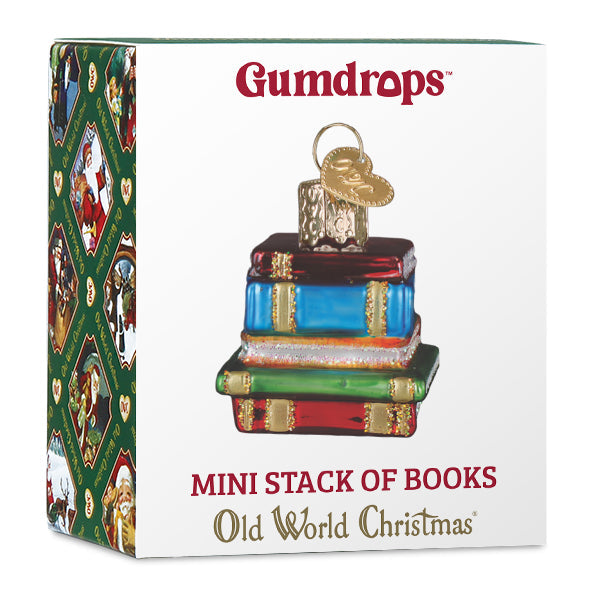 Adorno de minipila de libros