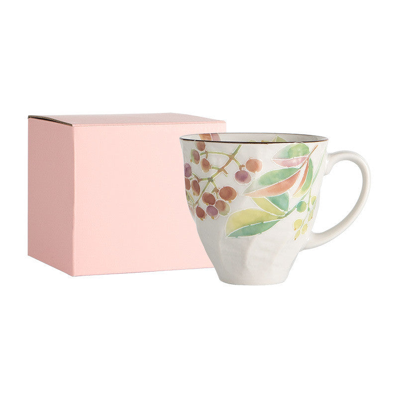 Taza Azul con Flores de Acuarela Charla Floral de Diciembre