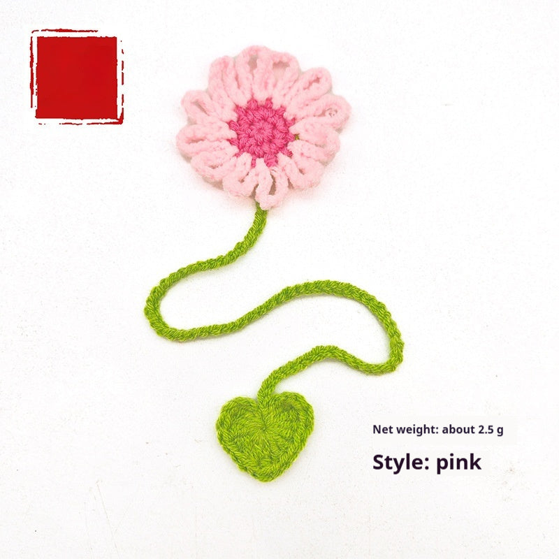 Hand-crocheted Wool Bookmark 4-Strand Milk Cotton