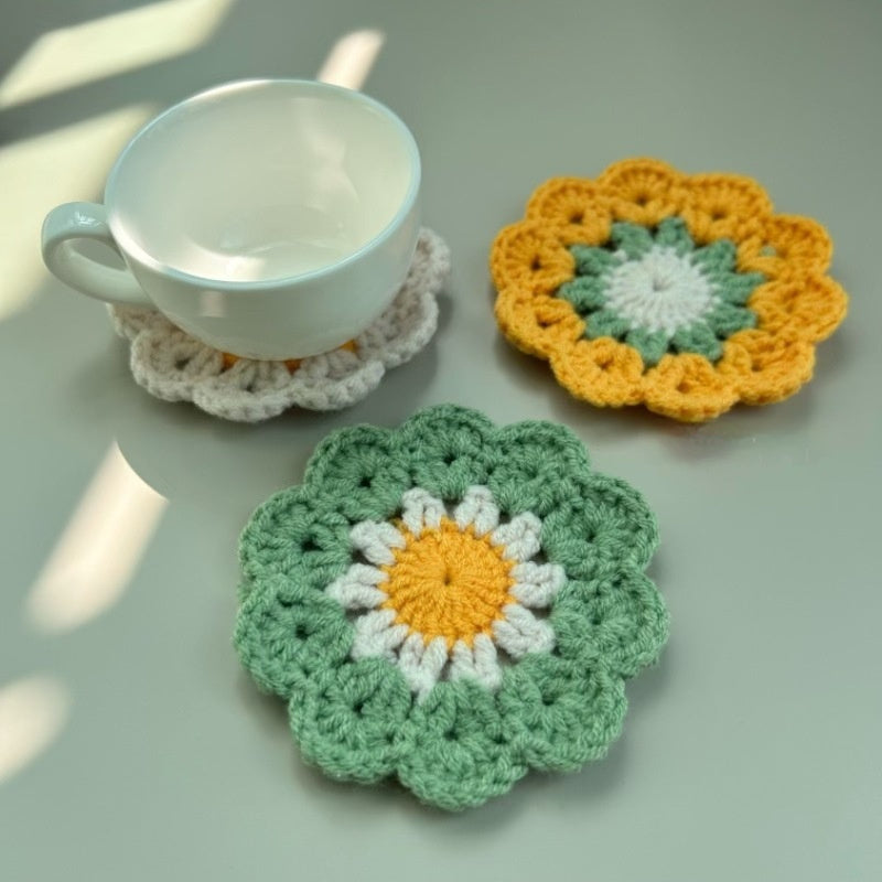 Posavasos de ganchillo con forma de flor