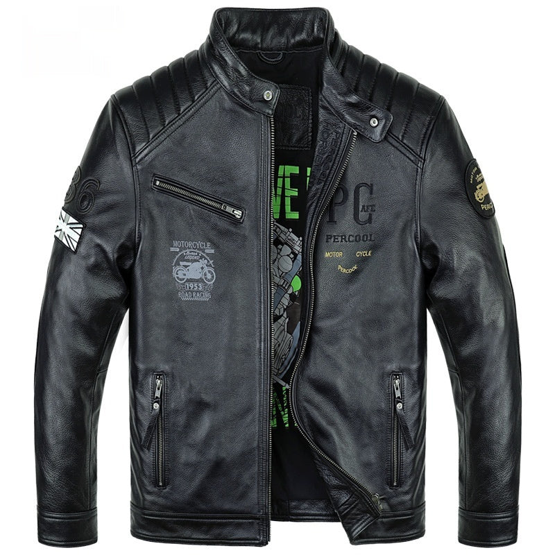 Men's Retro Distressed Top Layer Leather Jacket