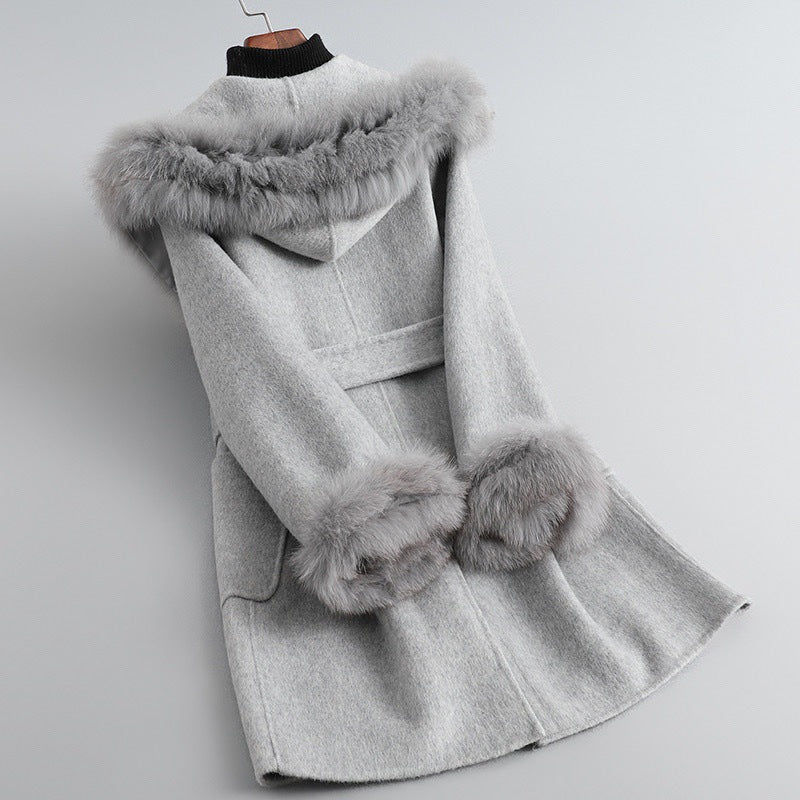 Autumn and Winter Coat Women's Sheepskin Woolen Slim Fit - Beige M