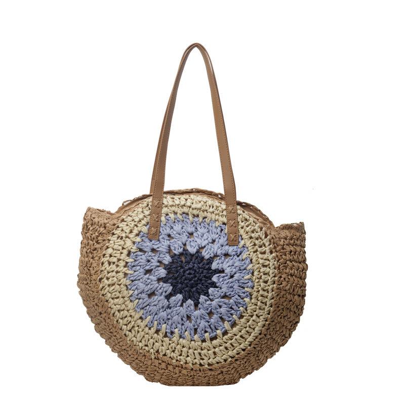 Bolso de paja de ganchillo de un solo hombro