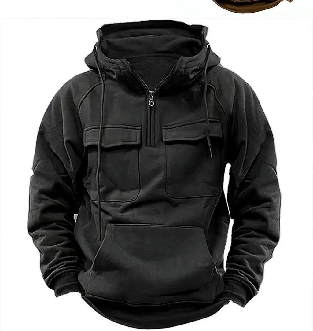 Sudadera con capucha y cremallera para hombre, con cordón y bolsillos, diseño de moda casual deportiva