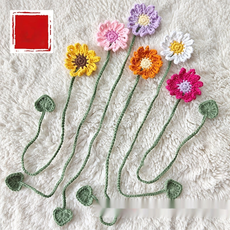 Hand-crocheted Wool Bookmark 4-Strand Milk Cotton