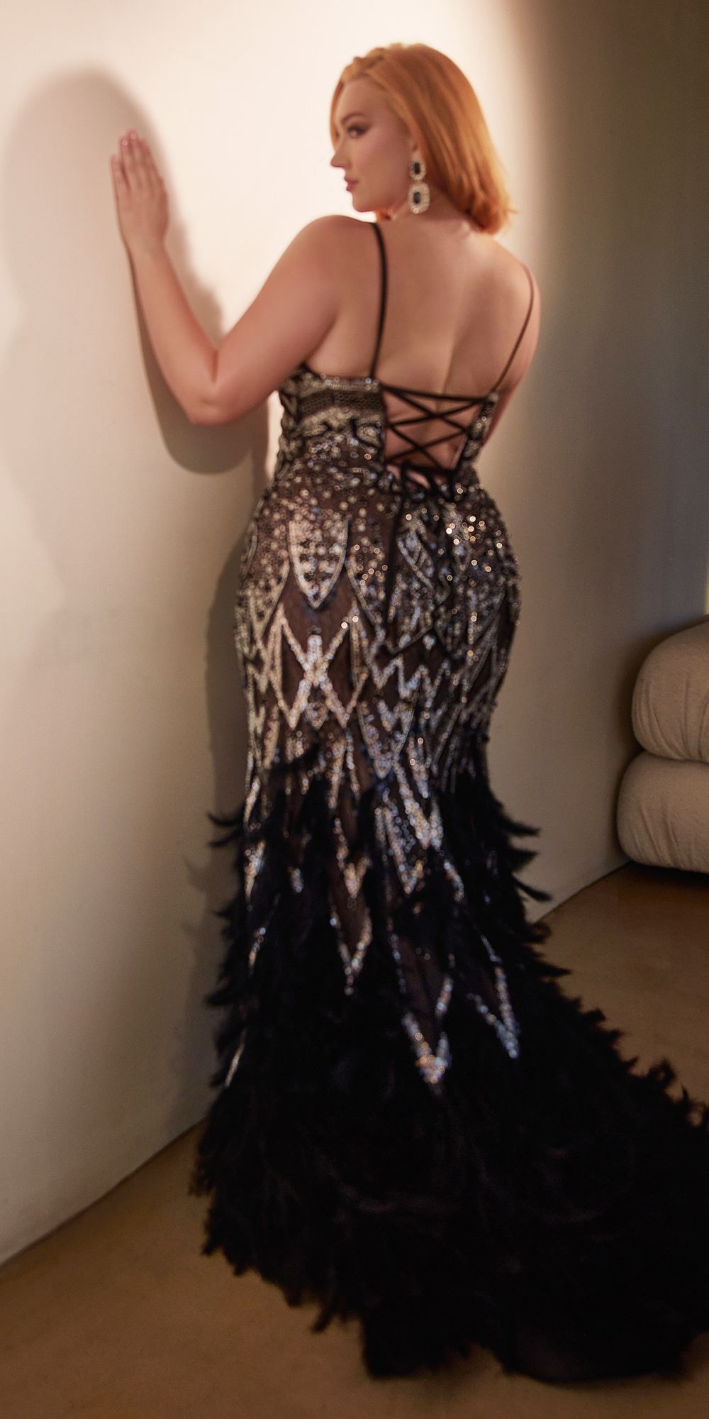 Dress | Andrea & Leo A1229 Long Fitted Feather