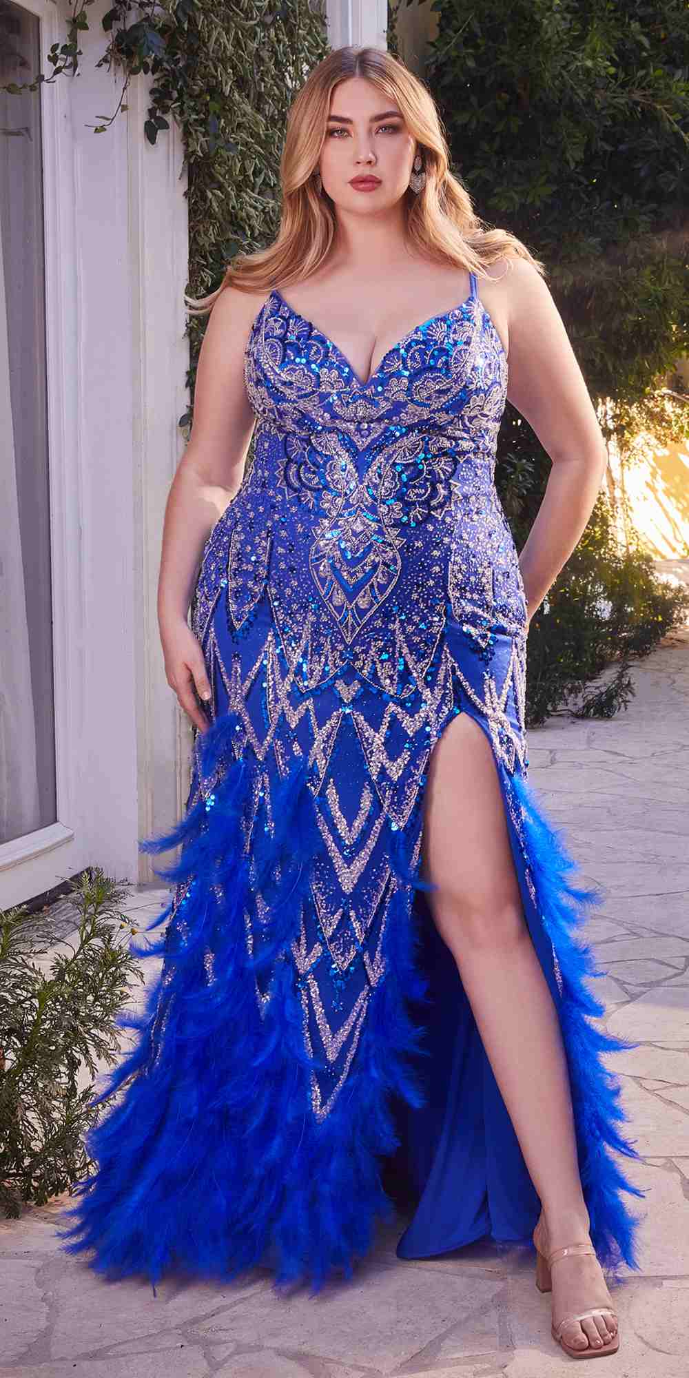 Dress | Andrea & Leo A1229 Long Fitted Feather