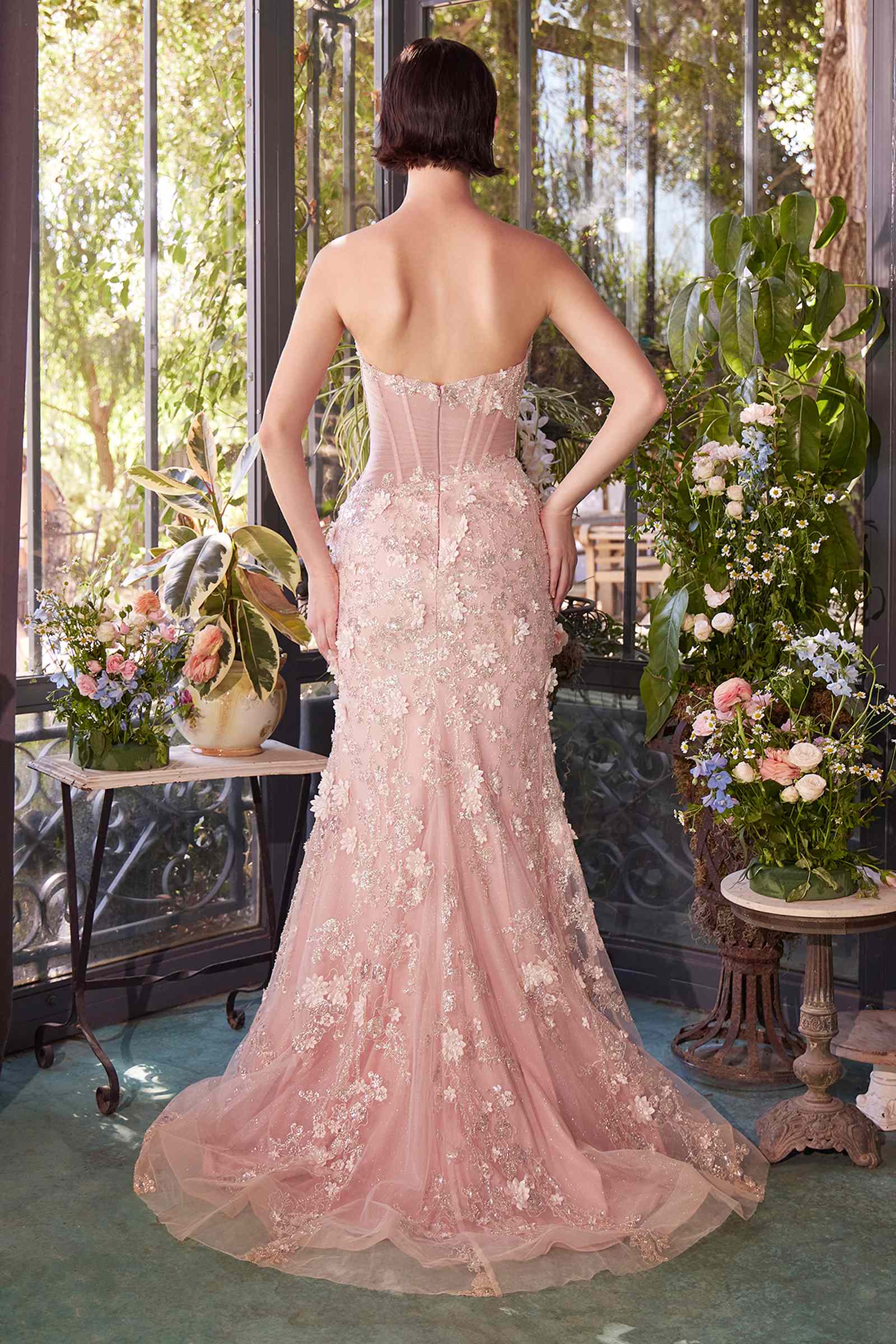 Dress | Andrea & Leo A1396 Sheer Pleated Corset Gown