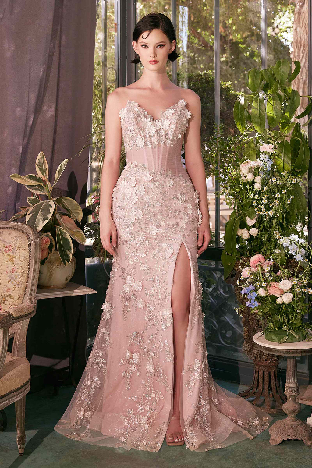 Dress | Andrea & Leo A1396 Sheer Pleated Corset Gown