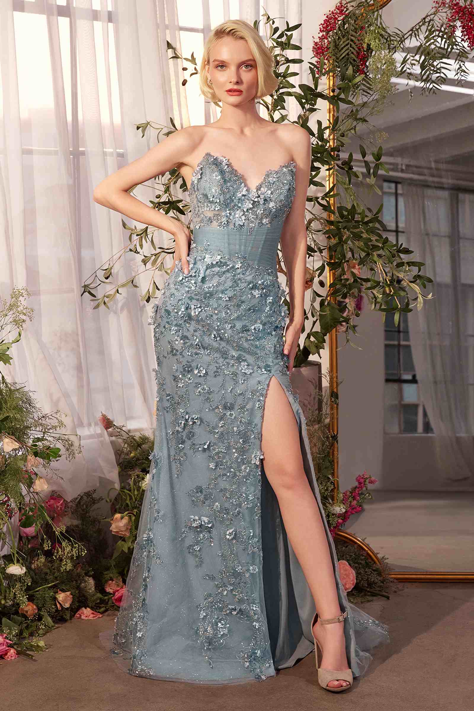 Dress | Andrea & Leo A1396 Sheer Pleated Corset Gown