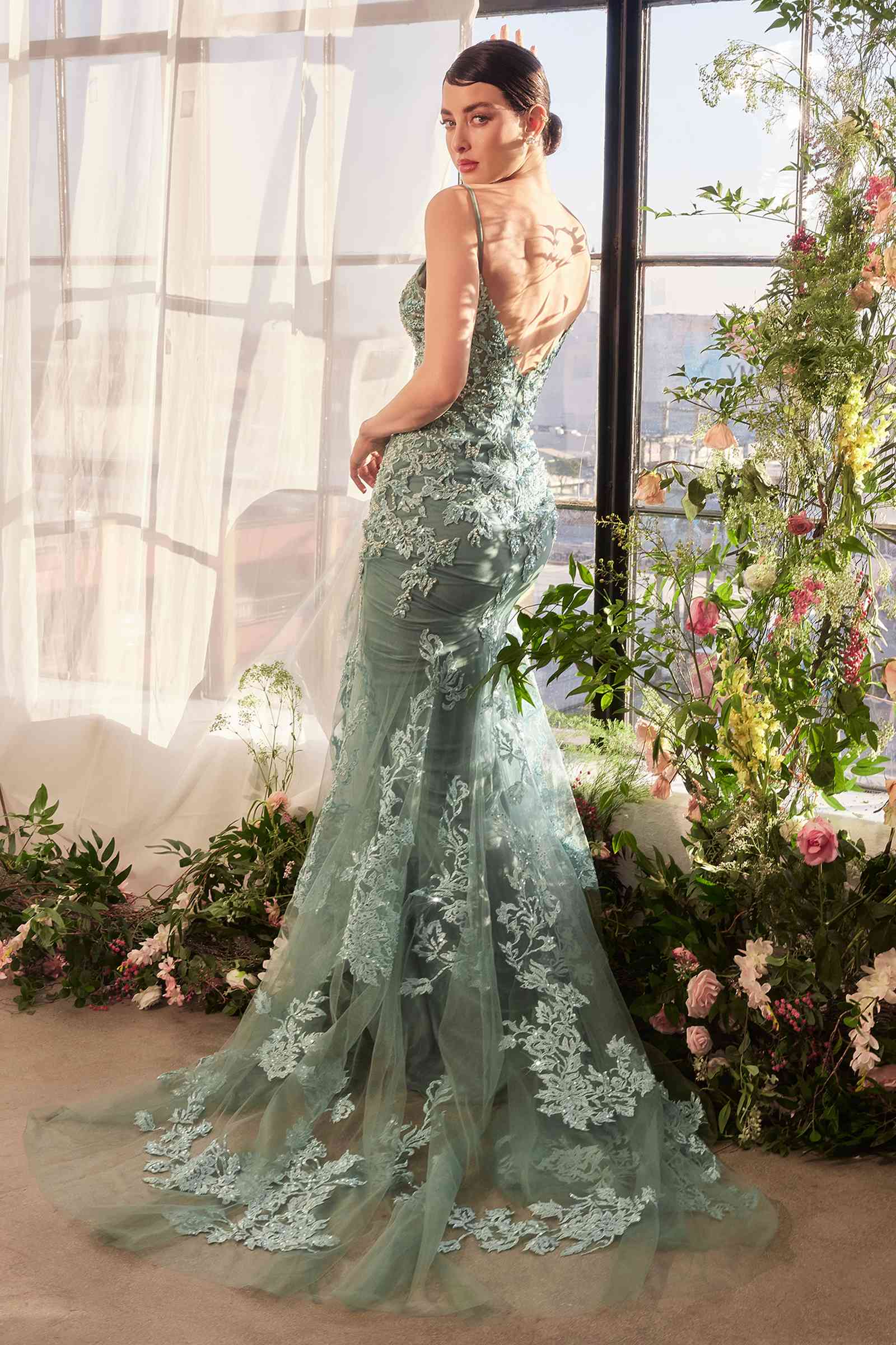 Dress | Andrea & Leo A1421 Dress Foliage Beaded Lace