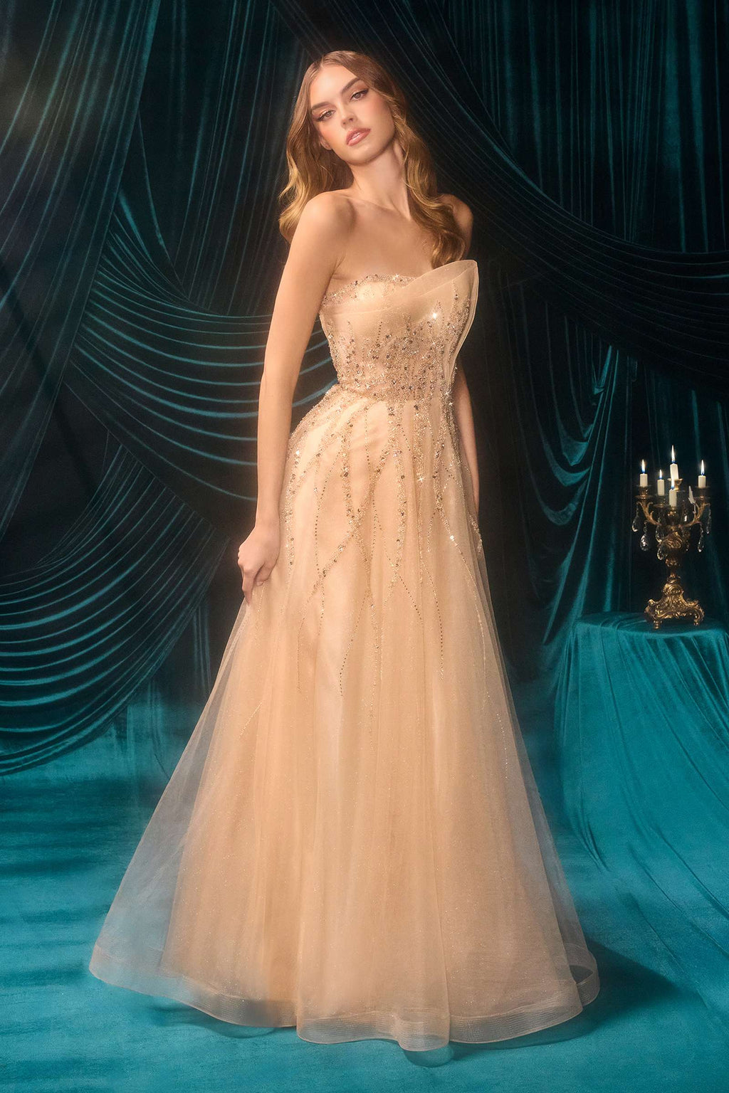 Dress | Andrea & Leo A1491 Boned Asymmetrical Sequin Bodice