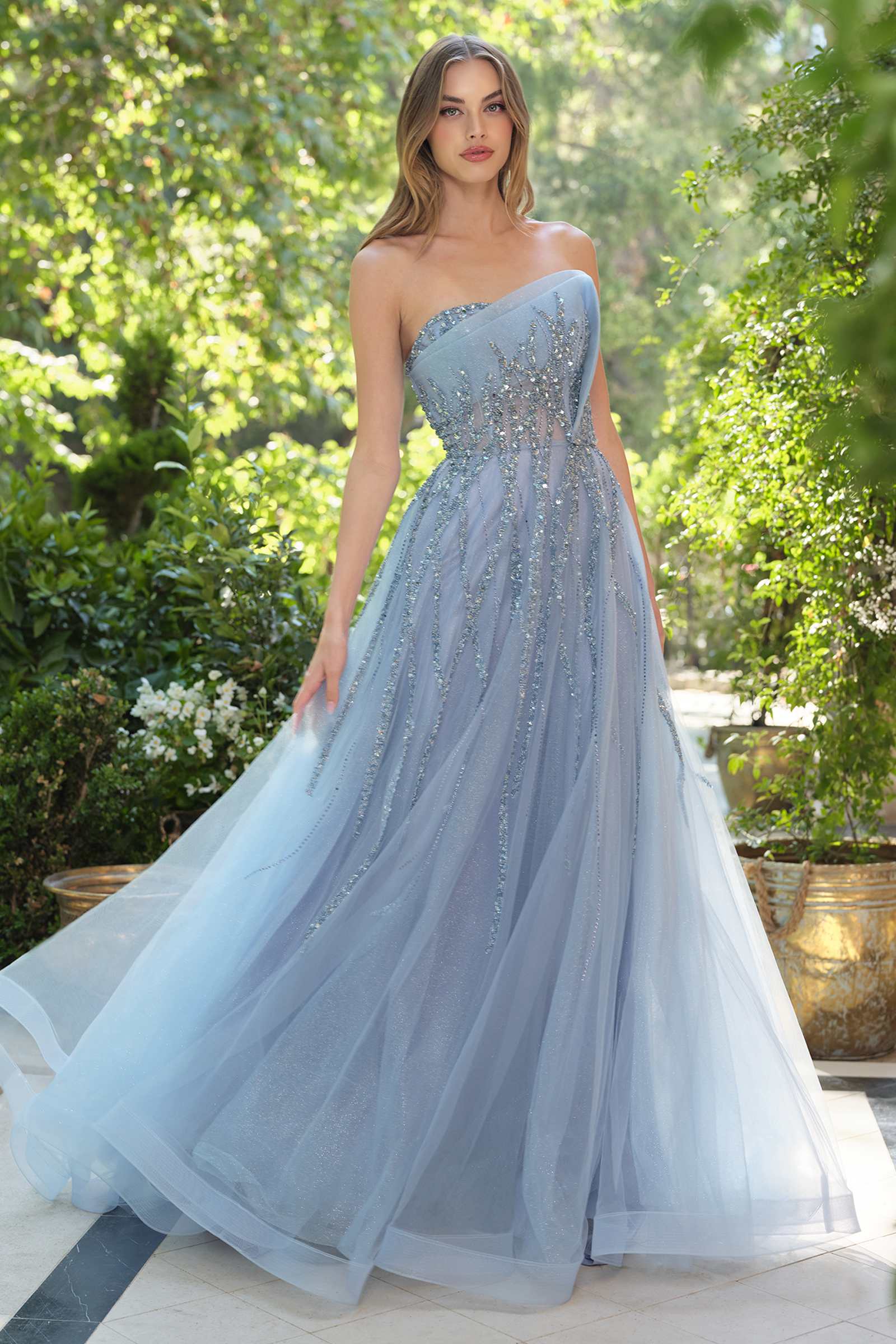 Dress | Andrea & Leo A1491 Boned Asymmetrical Sequin Bodice