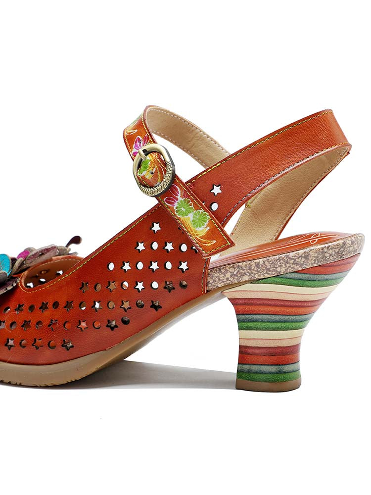 Pump | Fish Mouth Three Flowers Hollow Sandals