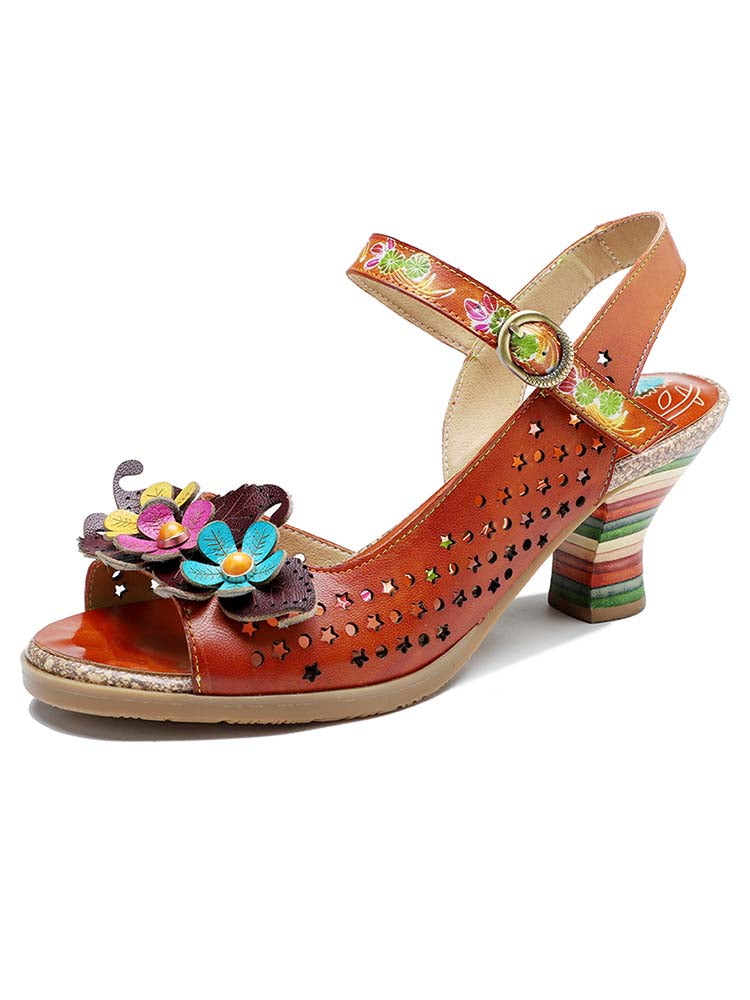 Fish Mouth Three Flowers Hollow Sandals is a statement sandals selected for customers looking for expressive footwear, statement shoes, creative styling, and giftable fashion pieces. Material details include Upper: Hand-painted Cowhide Leather Lining: Calf Leather Outsole: Wear-resistant rubber Insole: Irremovable leather-covered padded Insole Handcrafted: Hand-laid and hand-stitched c. Available shoe size options help shoppers choose the right fit from the listing variants.