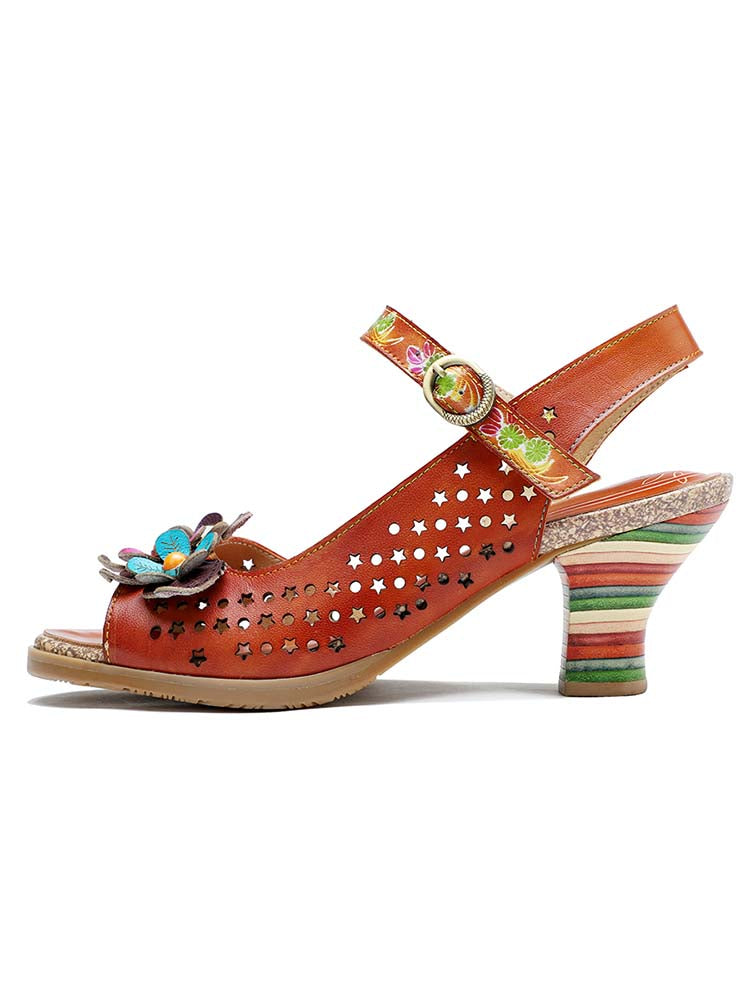 Pump | Fish Mouth Three Flowers Hollow Sandals