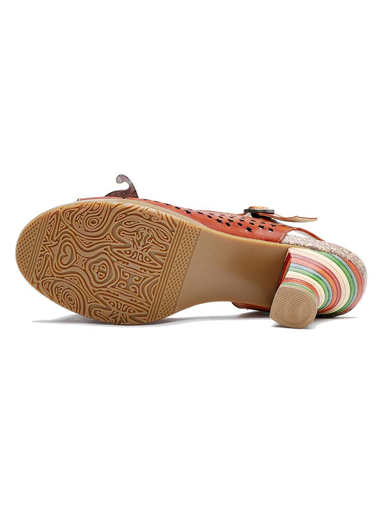 Pump | Fish Mouth Three Flowers Hollow Sandals