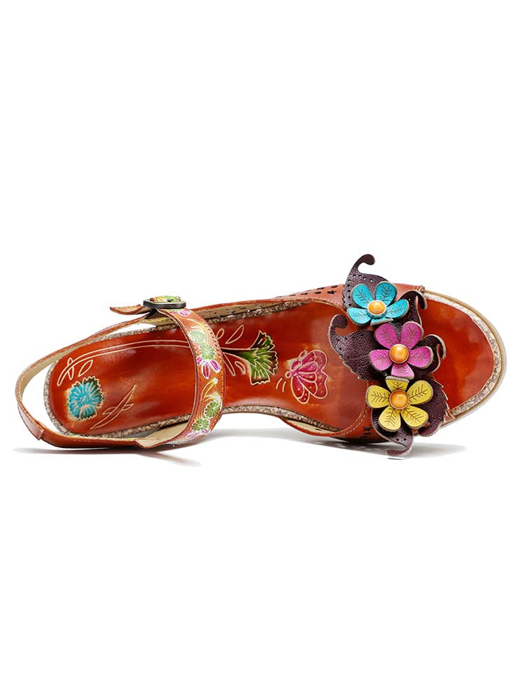Pump | Fish Mouth Three Flowers Hollow Sandals