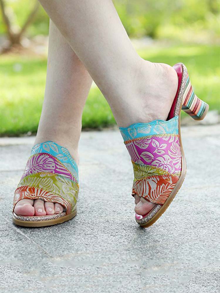 Pump | Four Color Splicing Slippers