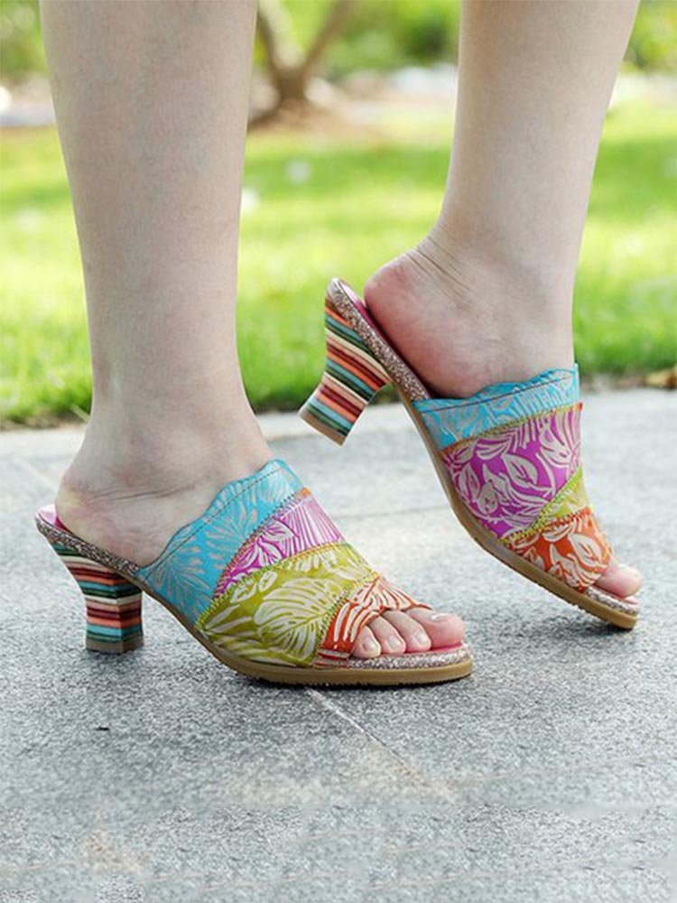Pump | Four Color Splicing Slippers