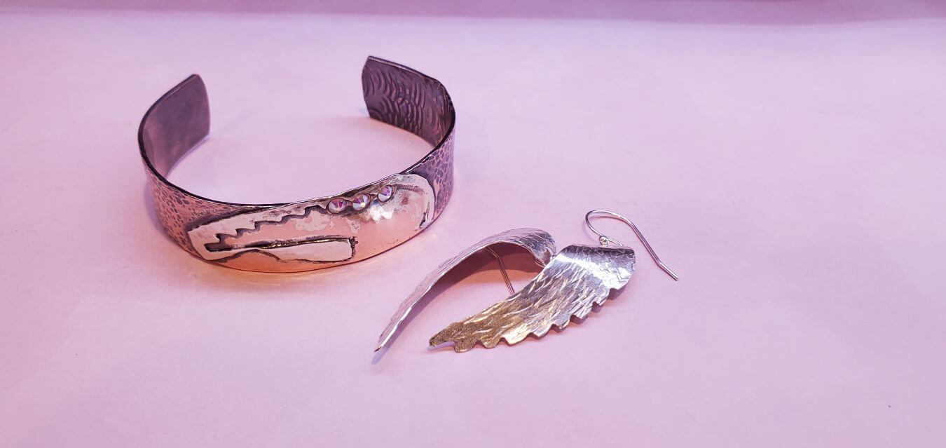 Cuff Bracelet | Copper Sculpted Angel Wing Frame Cuff Bracelet