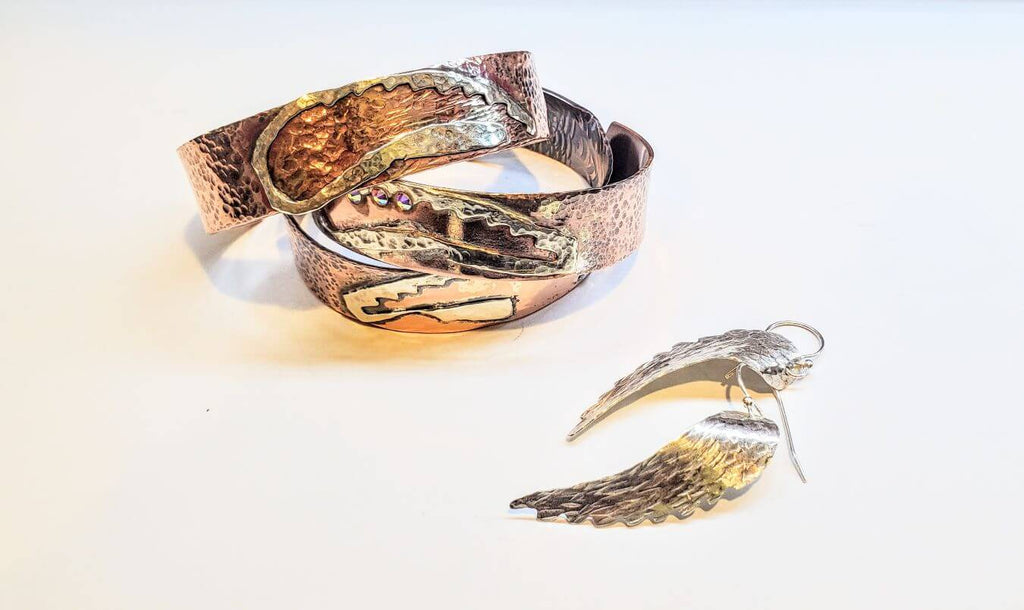 Cuff Bracelet | Copper Sculpted Angel Wing Frame Cuff Bracelet
