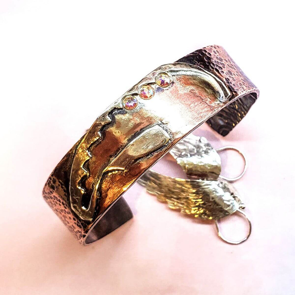 Cuff Bracelet | Copper Sculpted Angel Wing Frame Cuff Bracelet