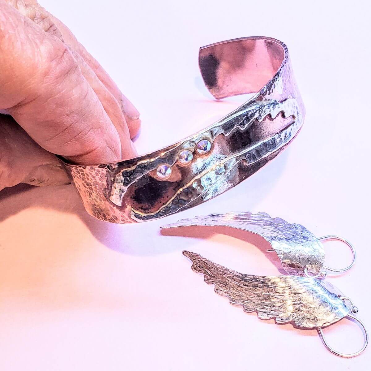 Cuff Bracelet | Copper Sculpted Angel Wing Frame Cuff Bracelet