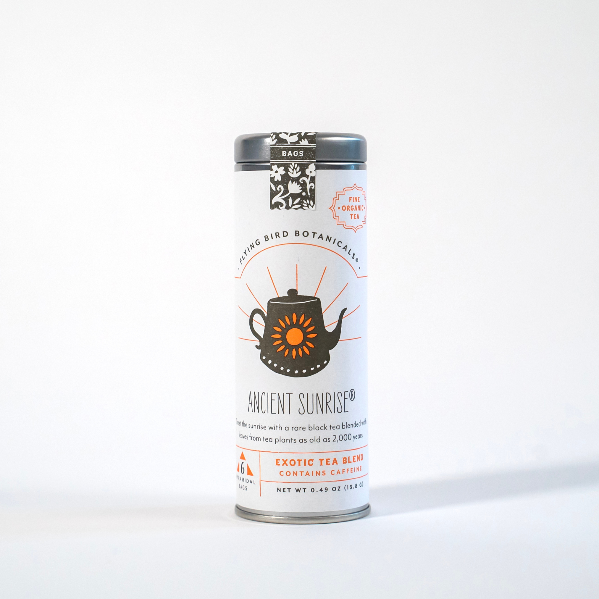 "Ancient Sunrise" Tea Time Tin: 6 Eco-Bags Organic Bright & Malty Tea w. Ancient Black & Oolong Teas (Tea Time / Grow & Bloom)