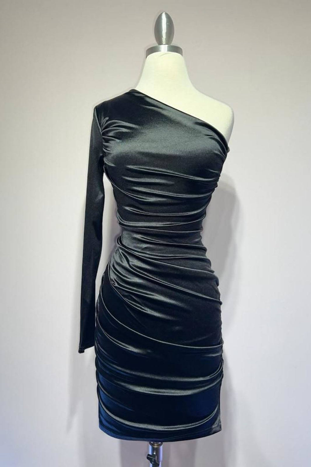 Dress | Ladivine B2313 Dress One Shoulder Long Sleeve Cocktail