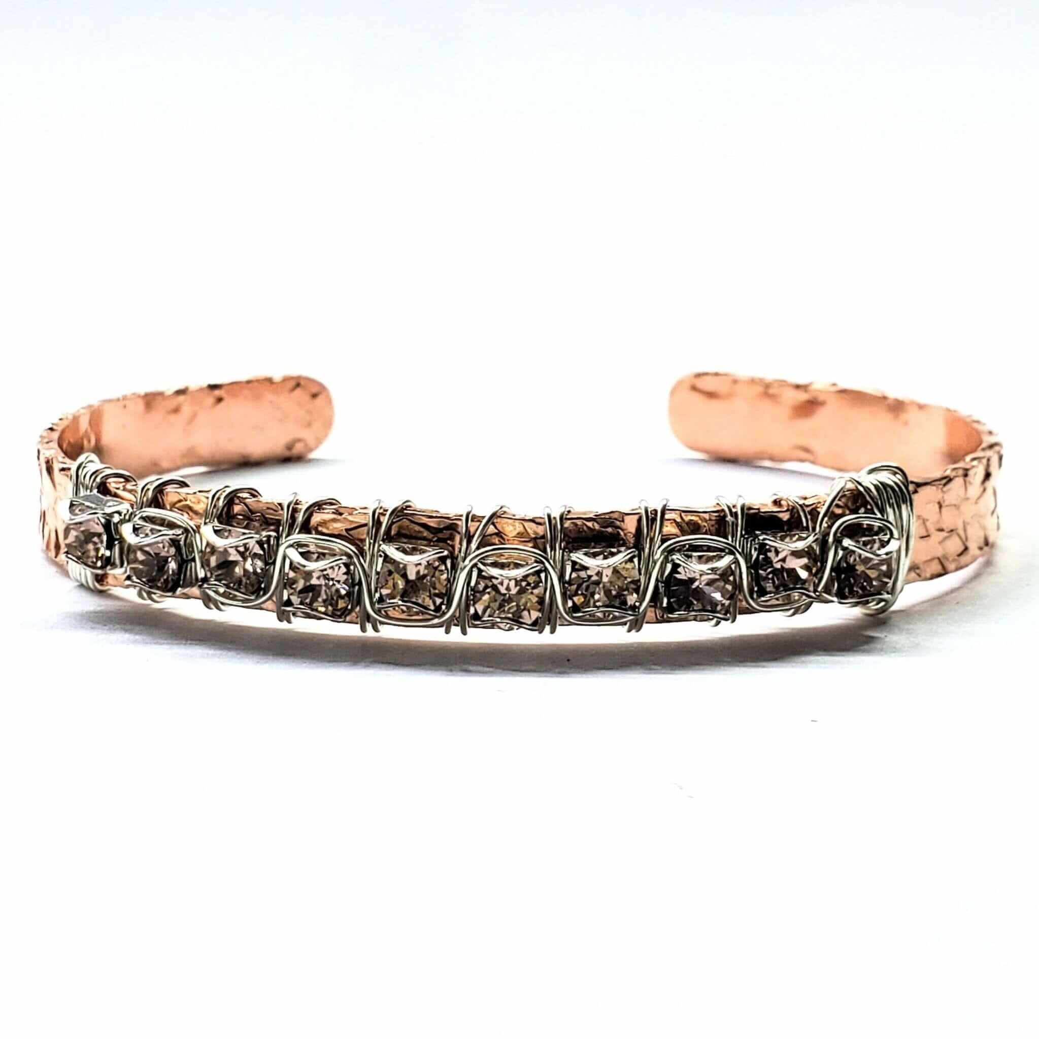 Bracelet | 16 Gauge Copper Rhinestone Cuff Bangle