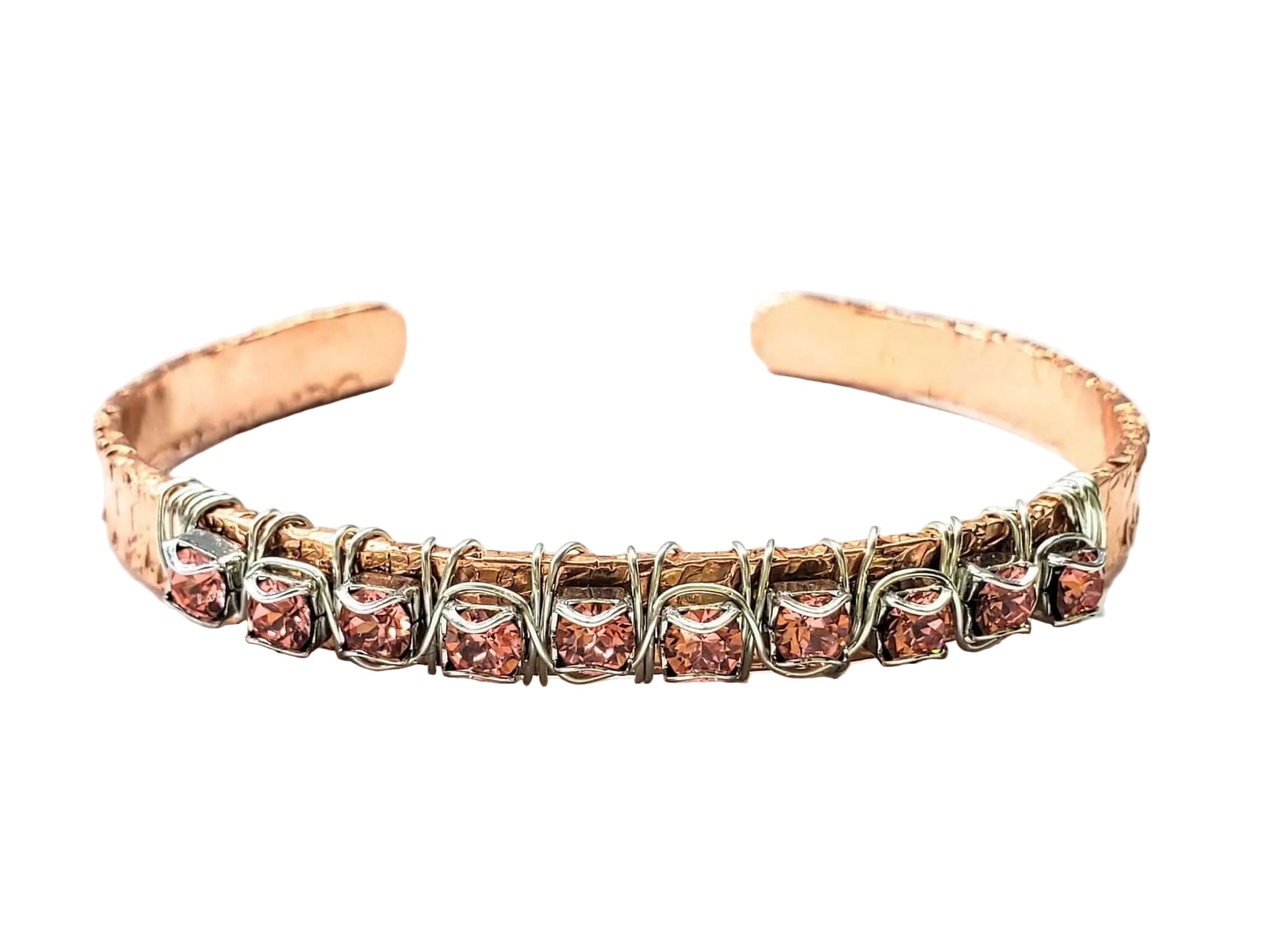 Bracelet | 16 Gauge Copper Rhinestone Cuff Bangle