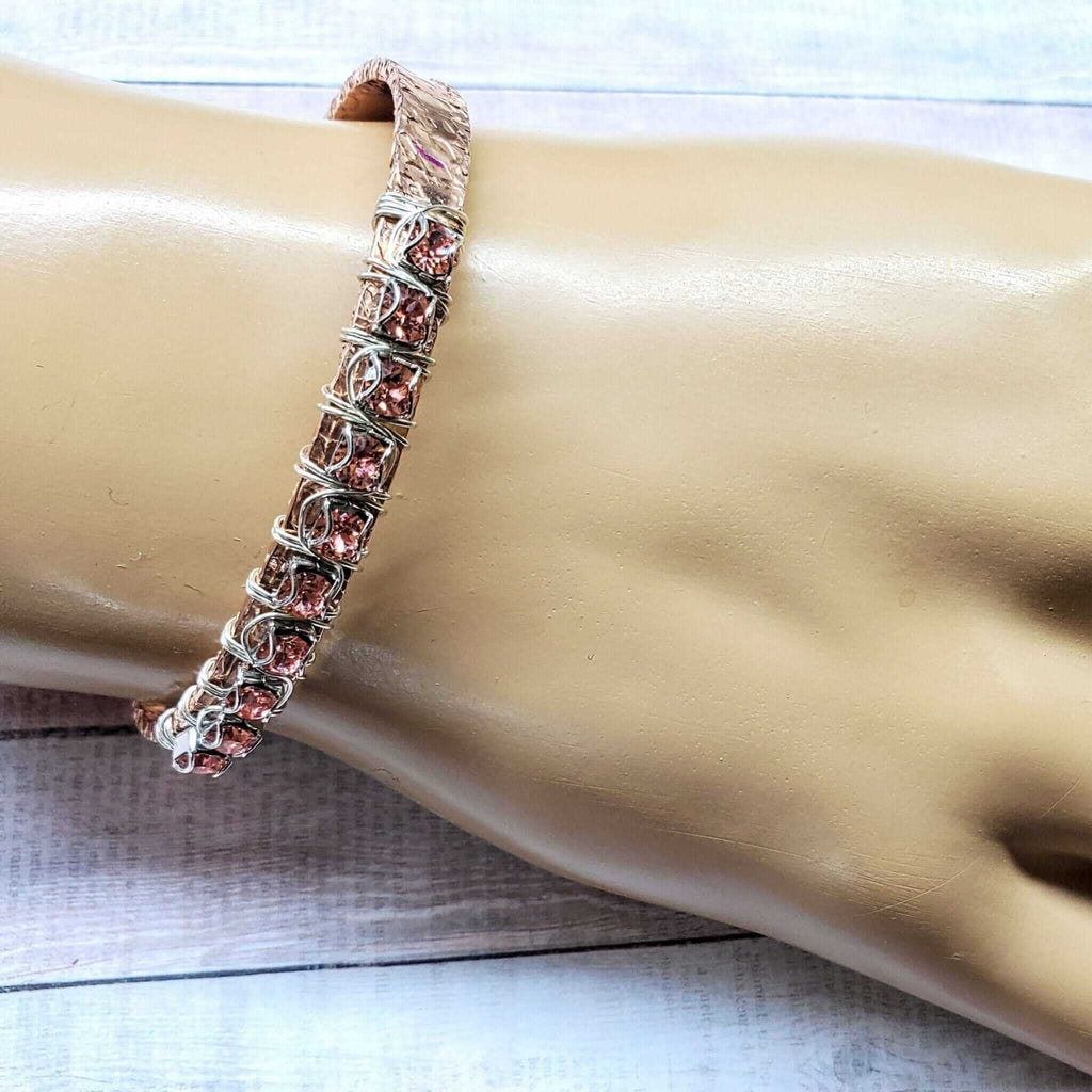 Bracelet | 16 Gauge Copper Rhinestone Cuff Bangle