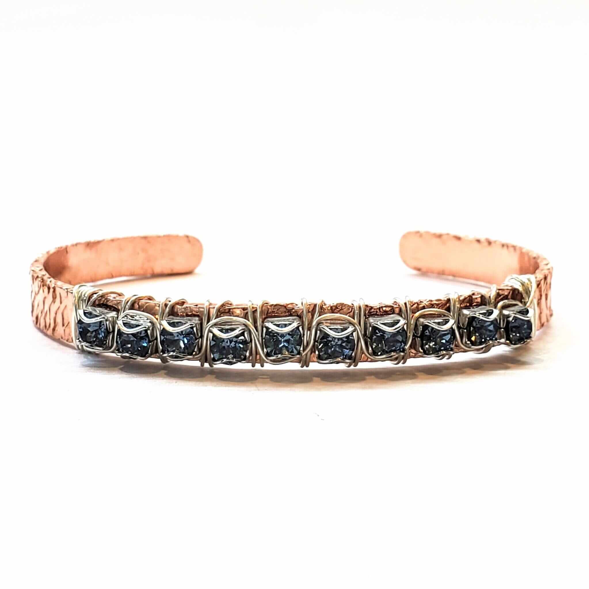 Bracelet | 16 Gauge Copper Rhinestone Cuff Bangle