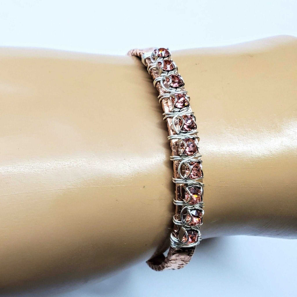 Bracelet | 16 Gauge Copper Rhinestone Cuff Bangle