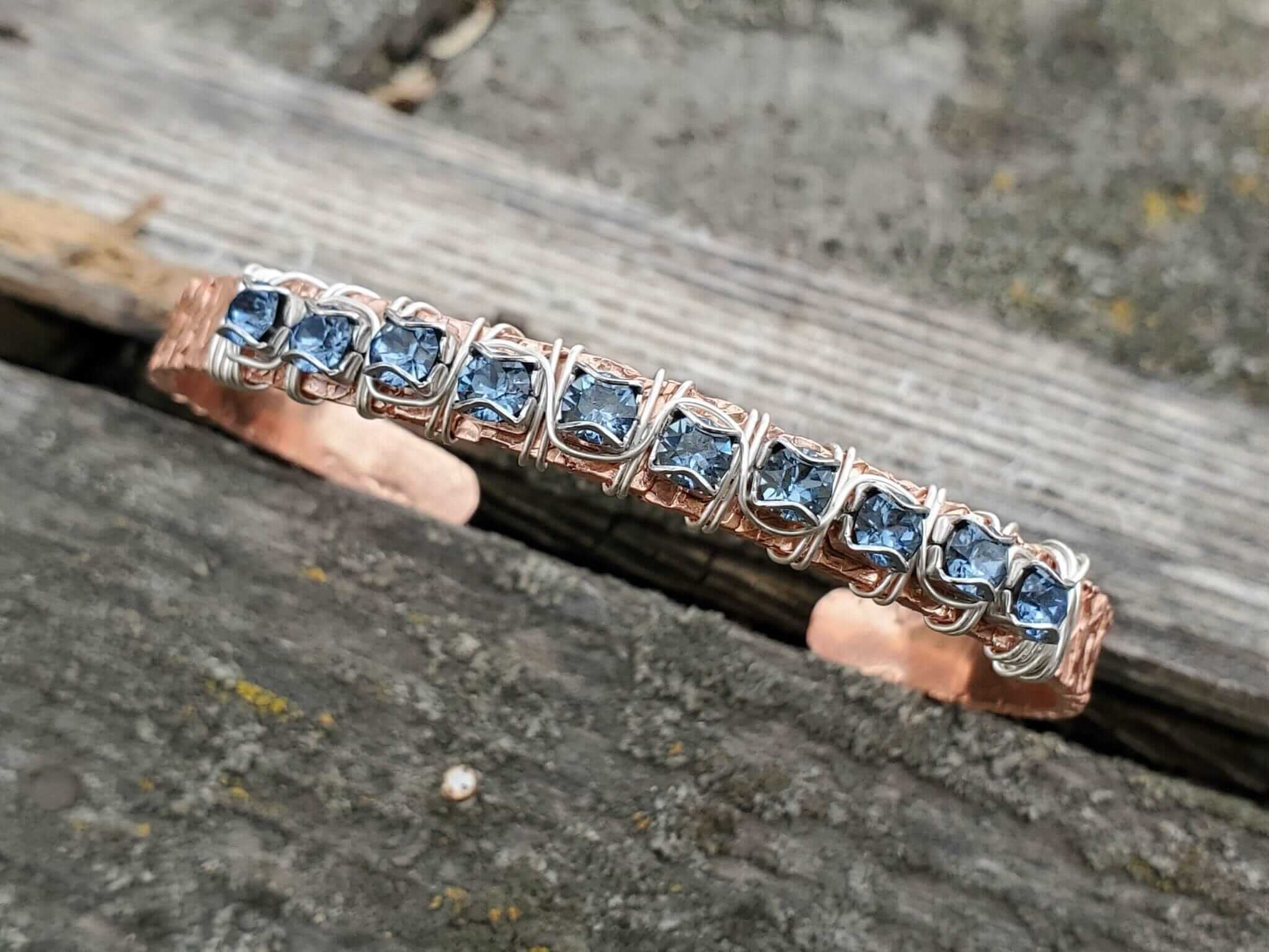 Bracelet | 16 Gauge Copper Rhinestone Cuff Bangle
