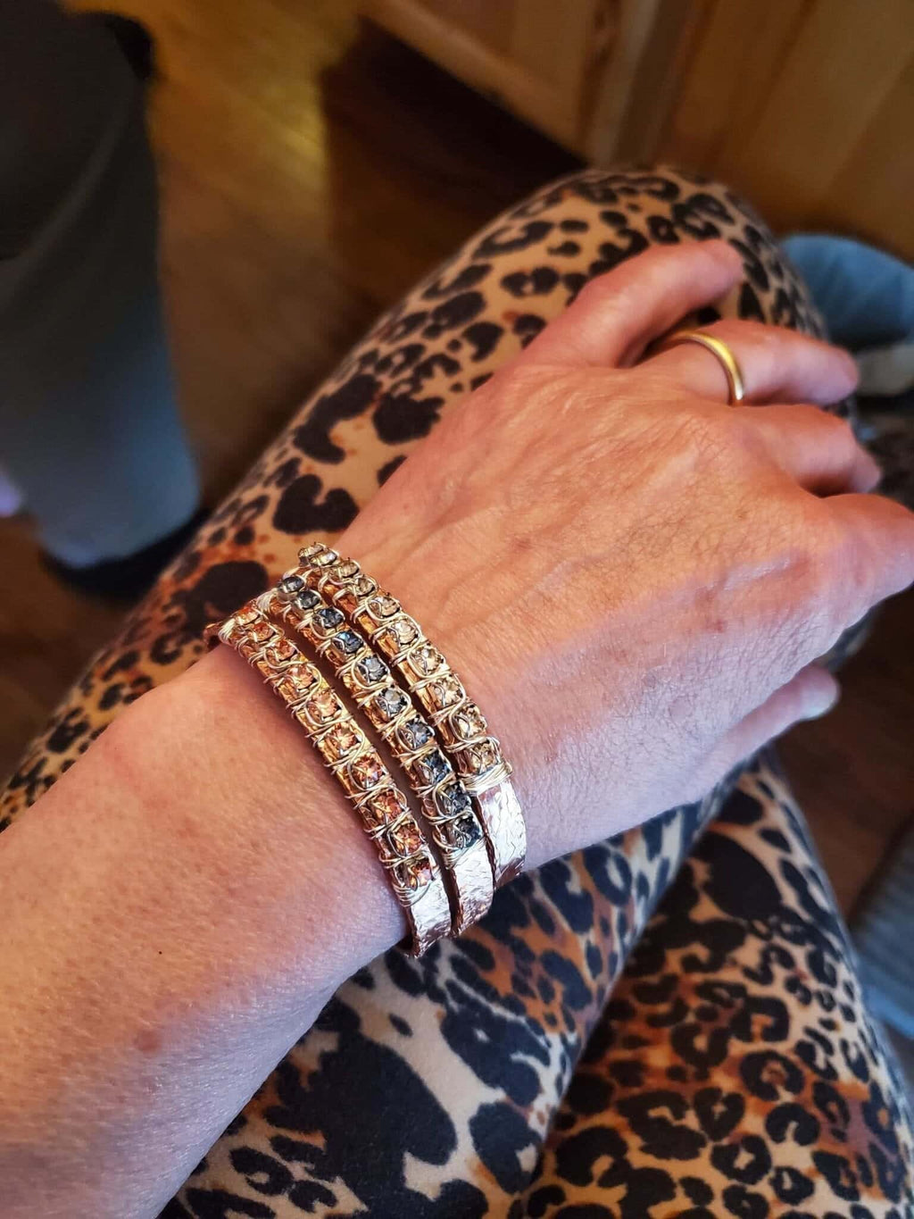Bracelet | 16 Gauge Copper Rhinestone Cuff Bangle